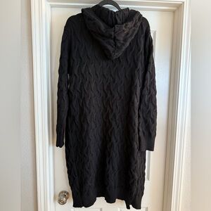 Cozy Black Cable Knit Hooded Sweater